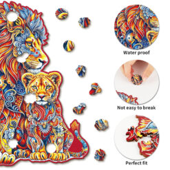 Alternative view of Mindful Wooden Jigsaw Puzzle – Warm Parent-Child Lion