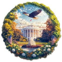 Mindful Wooden Jigsaw Puzzle – White House and Flag