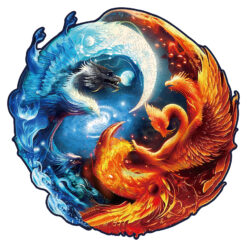 Mindful Wooden Jigsaw Puzzle – Yinyang Dragon and Phoenix