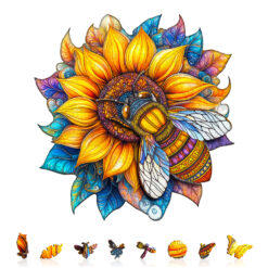 Alternative view of Mindful Wooden Jigsaw Puzzle –Bee in Bloom