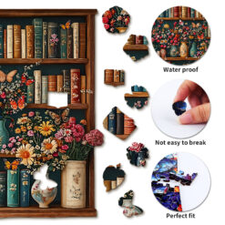 Alternative view of Mindful Wooden Jigsaw Puzzle – Bookshelf Flower