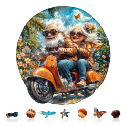 Alternative view of Mindful Wooden Jigsaw Puzzle – Motorcycle Granny-2