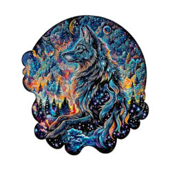 Mindful Wooden Jigsaw Puzzle – Nebula Wolf