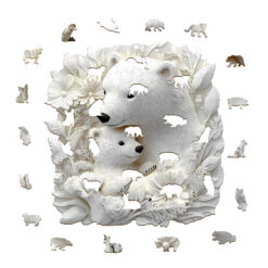 Alternative view of Mindful Wooden Jigsaw Puzzle – Parent child polar bear