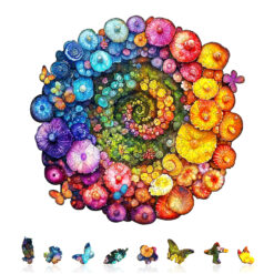 Alternative view of Mindful Wooden Jigsaw Puzzle – Rainbow vortex mushrooms