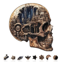 Alternative view of Mindful Wooden Jigsaw Puzzle –Skull City