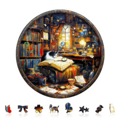 Alternative view of Mindful Wooden Jigsaw Puzzle – Whiskers Library-1