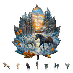 Alternative view of Mindful Wooden Jigsaw Puzzle – Winter of the stallion