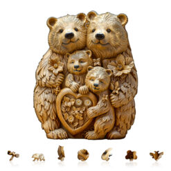 Alternative view of Mindful Wooden Jigsaw Puzzle – Woodcarve bear family