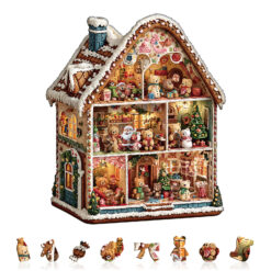 Alternative view of Mindful Wooden Jigsaw Puzzle – Bear's House - Christmas