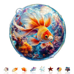 Alternative view of Mindful Wooden Jigsaw Puzzle –Bubble Goldfish