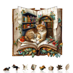 Alternative view of Mindful Wooden Jigsaw Puzzle –Cat in the book
