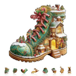 Alternative view of Mindful Wooden Jigsaw Puzzle – Christmas Snow Boot Hut