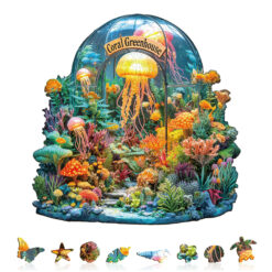 Alternative view of Mindful Wooden Jigsaw Puzzle – Coral greenhouse