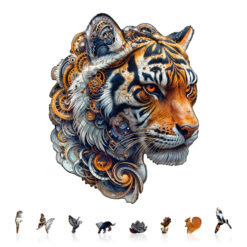 Alternative view of Mindful Wooden Jigsaw Puzzle –Golden mechanical tiger