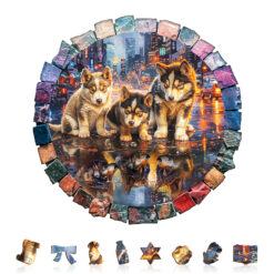 Alternative view of Mindful Wooden Jigsaw Puzzle – Gray wolf —My wish