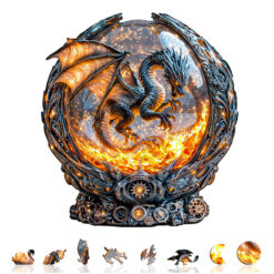 Alternative view of Mindful Wooden Jigsaw Puzzle –Magic Ball Fire Dragon