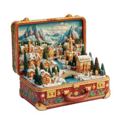 Mindful Wooden Jigsaw Puzzle – Suitcase Scenery-Christmas