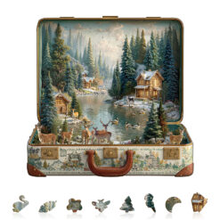 Alternative view of Mindful Wooden Jigsaw Puzzle – Suitcase scenery-Nordic forest
