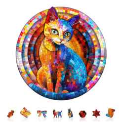 Alternative view of Mindful Wooden Jigsaw Puzzle – Pixel Kitty