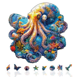 Alternative view of Mindful Wooden Jigsaw Puzzle – Underwater world-octopus