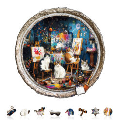 Alternative view of Mindful Wooden Jigsaw Puzzle – Cat Art Studio