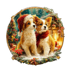 Mindful Wooden Jigsaw Puzzle – Christmas Puppy Mix