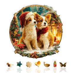 Alternative view of Mindful Wooden Jigsaw Puzzle – Christmas Puppy Mix