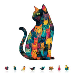 Alternative view of Mindful Wooden Jigsaw Puzzle – Feline Mosaic
