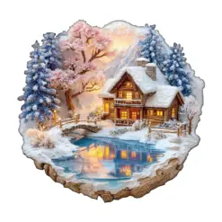 Mindful Wooden Jigsaw Puzzle – Snow scene on the lake