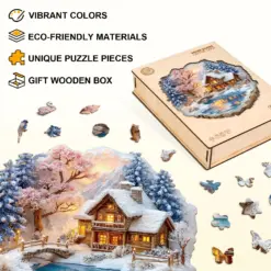 Alternative view of Mindful Wooden Jigsaw Puzzle – Snow scene on the lake