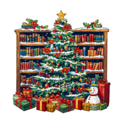 Mindful Wooden Jigsaw Puzzle – Christmas bookshelf