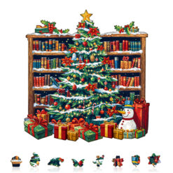Alternative view of Mindful Wooden Jigsaw Puzzle – Christmas bookshelf