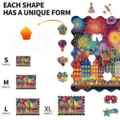 Alternative view of Mindful Wooden Jigsaw Puzzle – City of Fireworks