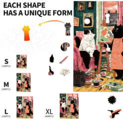 Alternative view of Mindful Wooden Jigsaw Puzzle – Painter’s Cat Corner