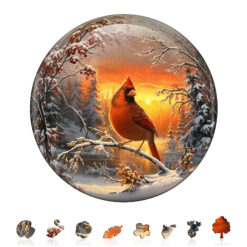 Alternative view of Mindful Wooden Jigsaw Puzzle – Snow Cardinal