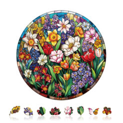 Alternative view of Mindful Wooden Jigsaw Puzzle – Stained Glass Flowers